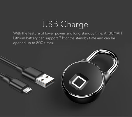 Garage Zinklegierung Security Smart Lock mit USB-Schnittstelle und Fingerabdruckerkennung