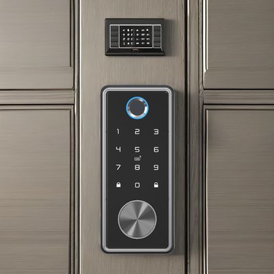 Silber Zinklegierung Fingerabdruck Türschloss für das Home Office WiFi Tuya Netzwerk kompatibel