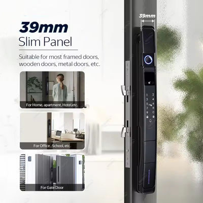 Schwarzes Smart Door Lock mit Kamera und Fingerabdruck 3D Gesichtserkennung TUYA Wasserdichtes Schloss
