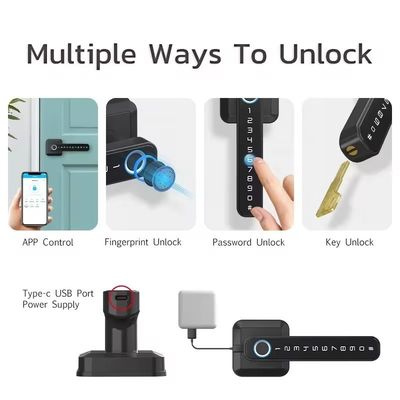 Speicherung von Daten auf Speicherkarten Smart Lock für Holztür Wasserdicht IP66 Fingerabdruck WLAN