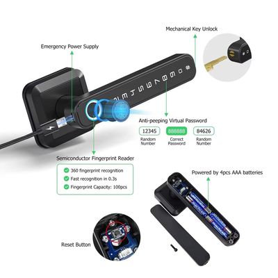 Speicherung von Daten auf Speicherkarten Smart Lock für Holztür Wasserdicht IP66 Fingerabdruck WLAN