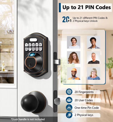 Schlüssellose Eingabe Fingerabdruck Türschloss Tuya Smart Memory Card Datenspeicheroption Grau