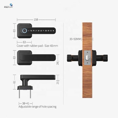 Stylische Zinklegierung Fingerabdruck Türschloss mit Tuya Wifi App Freischaltmethode Fingerabdruck