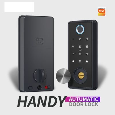 Schwarzes Smart WiFi Tuya Fingerabdruck Digitales Türschloss mit Code APP und Fingerabdruck