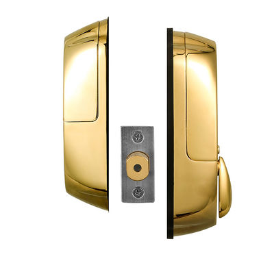 Holztür Hochsicherheit Goldfarbe Wasserdicht Schiebe-Smart Fingerabdruck Türverschluss 42,1 * 35,6 * 51,5 cm